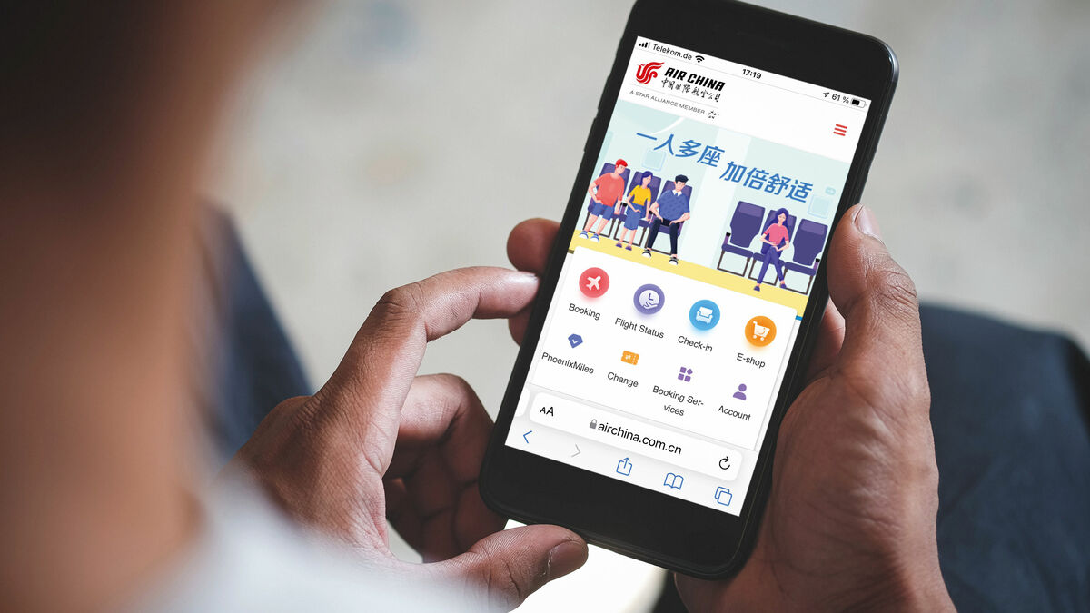 Air China Website Display
