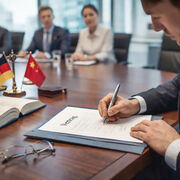 Geschäftsführer unterschreibt Vertrag